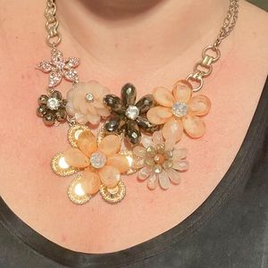 floral crystal and beaded statement necklace